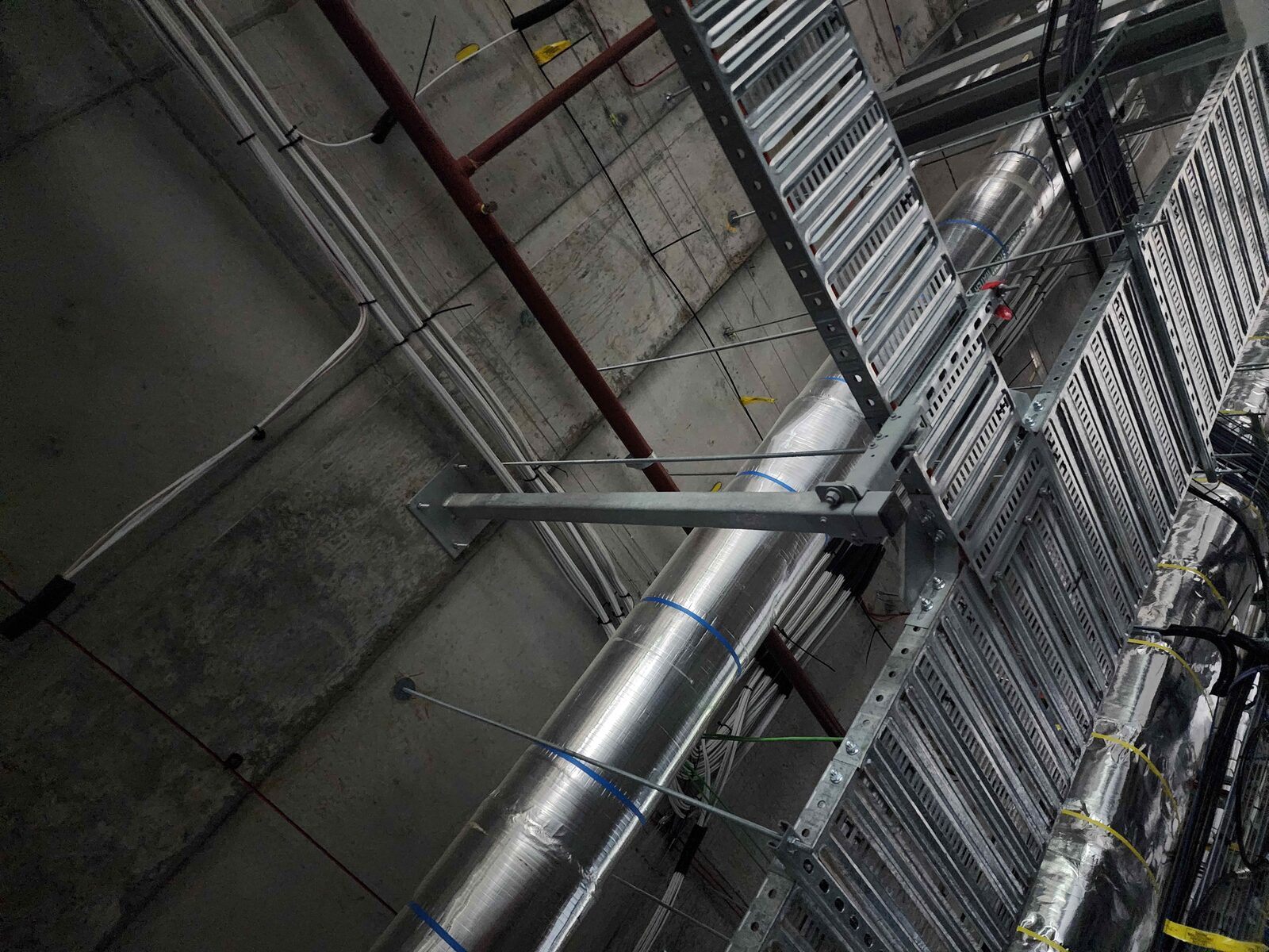 Seismic bracing installation on a job site